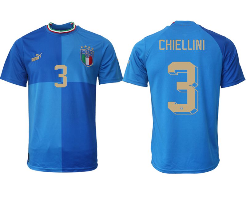 Men 2022 World Cup National Team Italy home aaa version blue 3 Soccer Jerseys